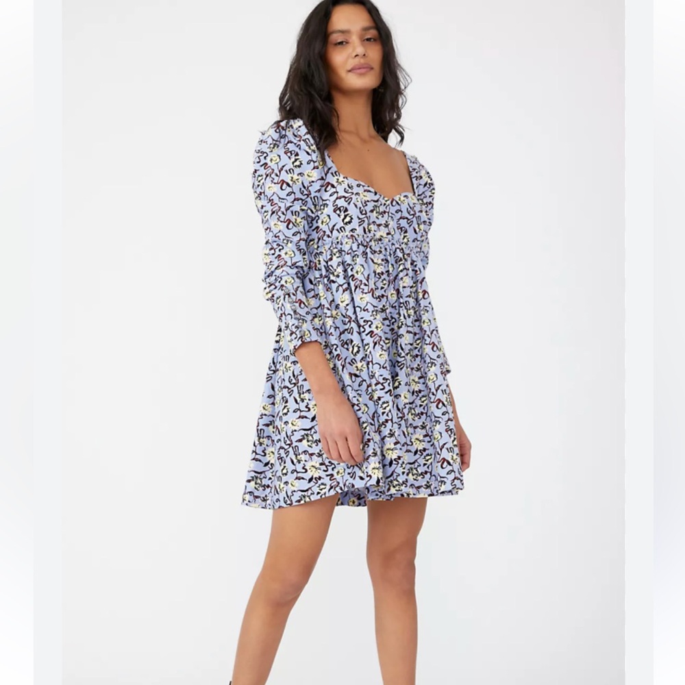 Free People Bessie Floral Print Corduroy Mini Dress
